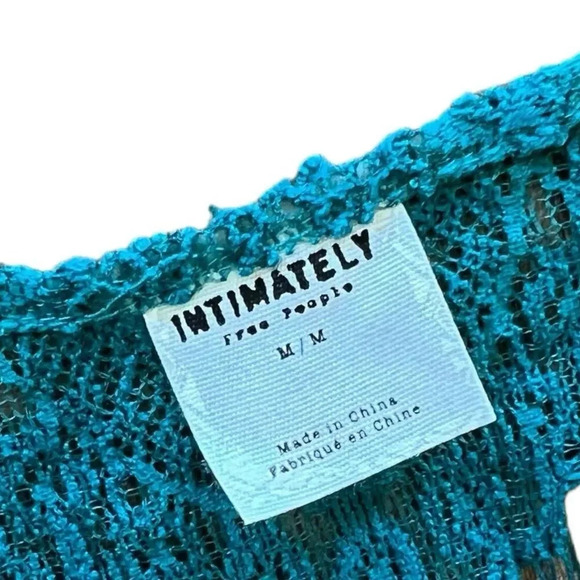 intimately Free People Teal Lace Peekaboo Slip Dress M - Picture 3 of 4